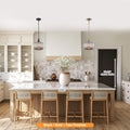 Vintage Ribbed Glass Pendant Light Clear Striped Pumpkin Shade Dia.9.84 In