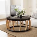 Vintage Round Coffee Table Accent Table For Living Room Kitchen Side Table Black Brown Sofa Table Center Table
