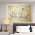 Vintage Sailing Ship Sketch Ii Premium Gallery Wrapped Canvas