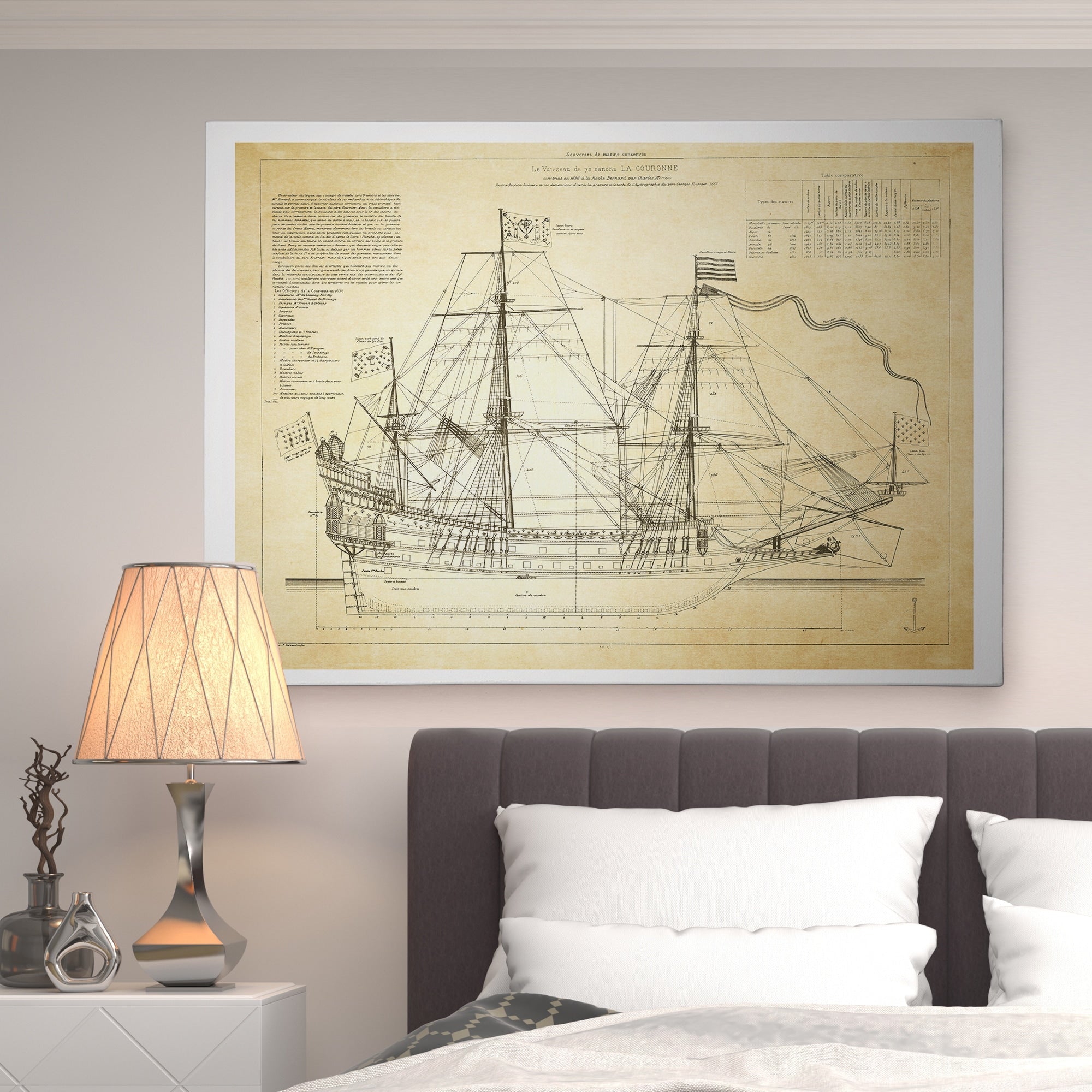 Vintage Sailing Ship Sketch Ii Premium Gallery Wrapped Canvas