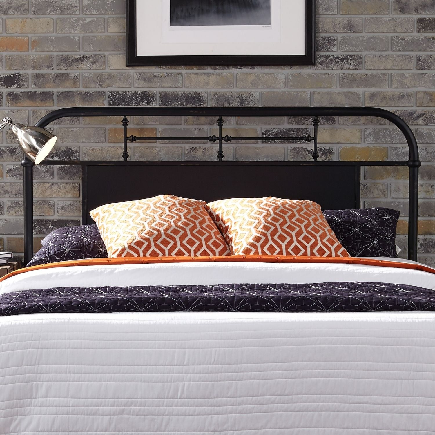 Vintage Distressed Queen Metal Headboard