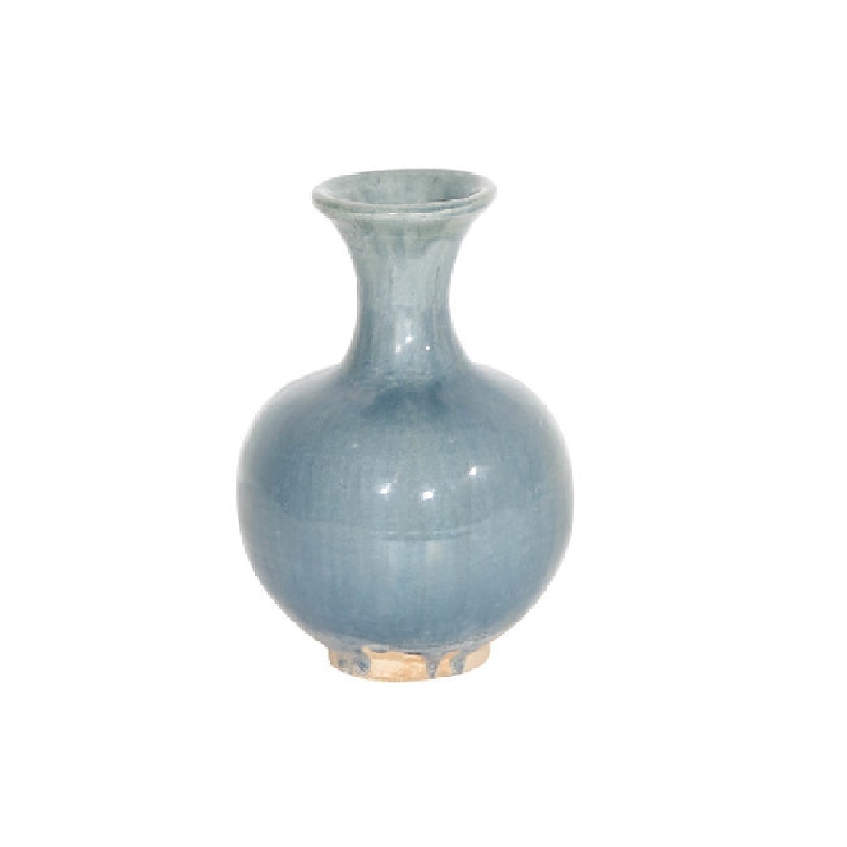 Vintage Round Small Vase 9 Inch Tall Antique Green