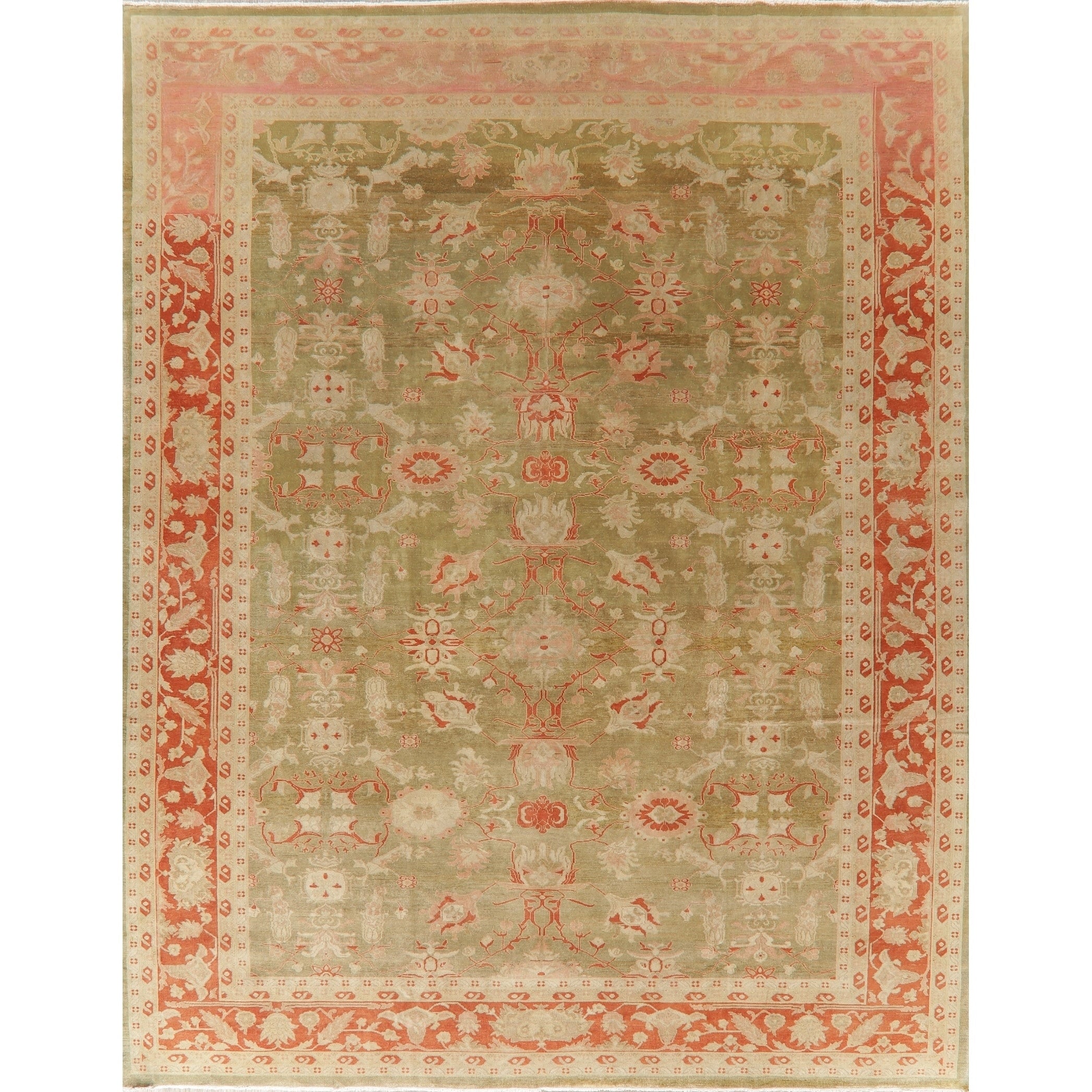 Vintage Style Geometric Oushak Oriental Area Rug Wool Hand Knotted 112 X 141