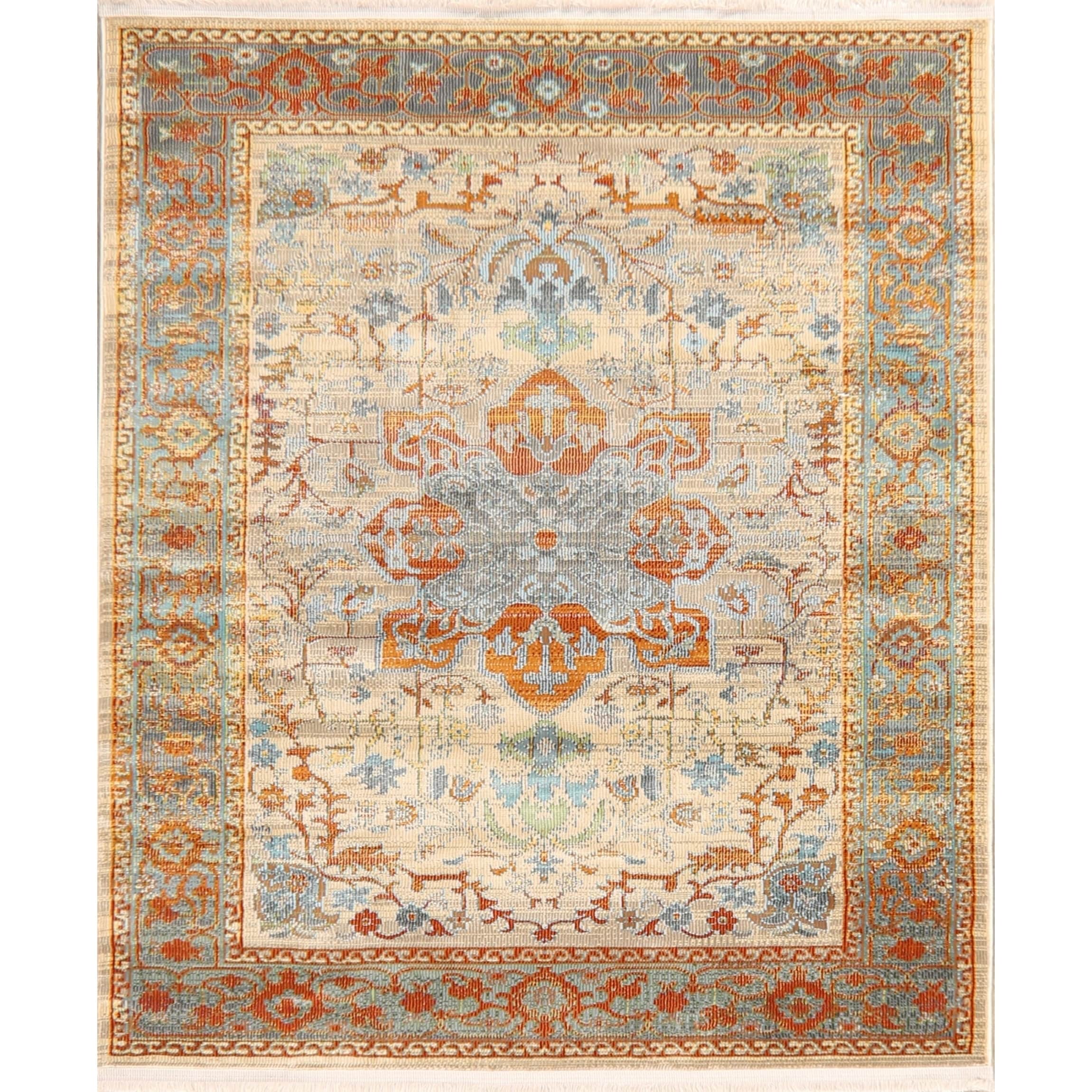 Vintage Style Traditional Geometric Distressed Heat Set Area Rugs