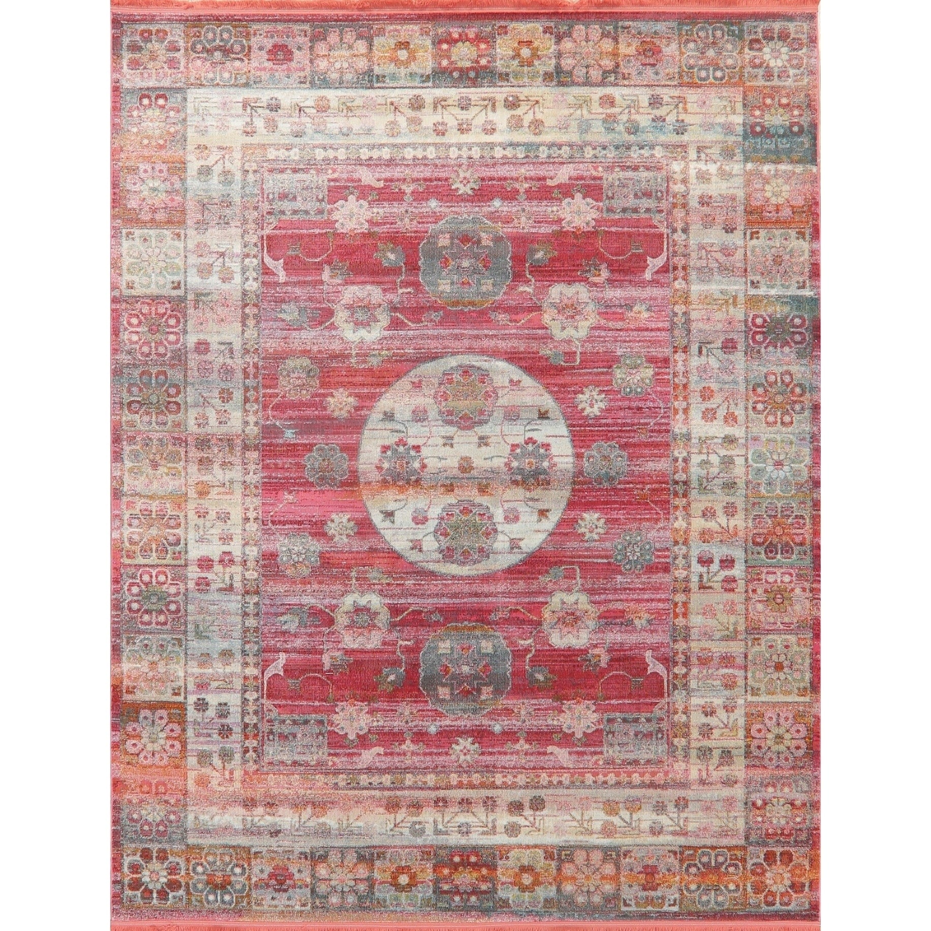 Vintage Style Turkish Geometric Oriental Distressed Heat Set Area Rugs