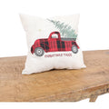 Vintage Tartan Truck With Christmas Tree Pillow 14 By 14 Inch
