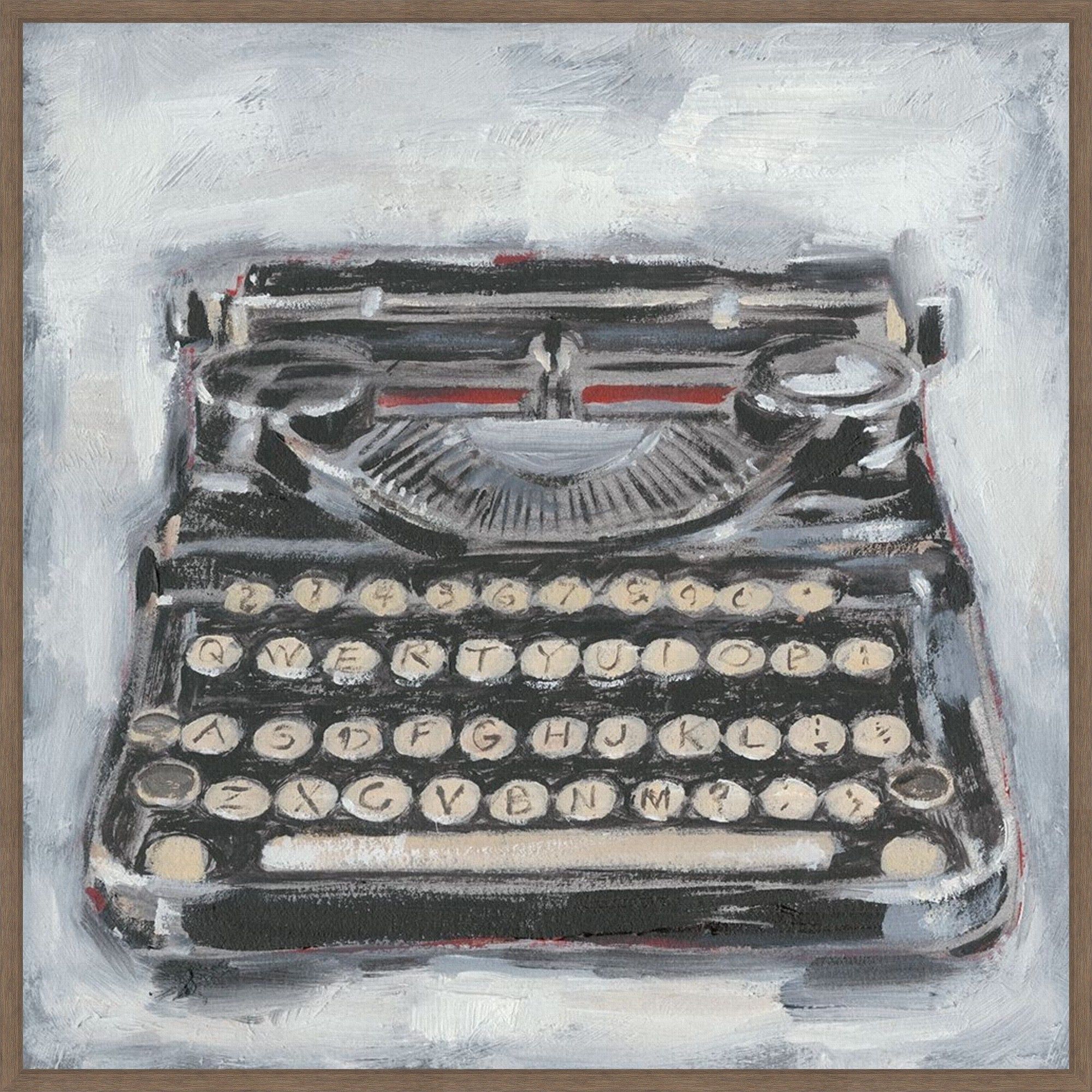 Vintage Typewriter No. 1 By Ethan Harper 30 X 30 In. Framed Canvas Wall Art Print