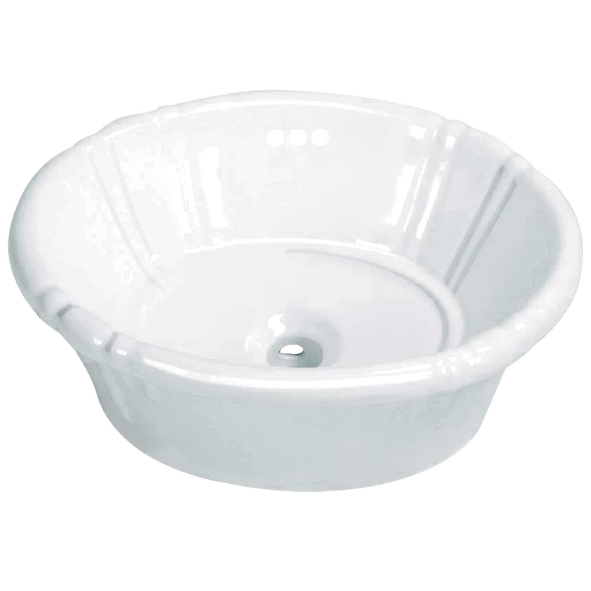 Vintage Vitreous China Single Bowl Vessel Bathroom Sink In White