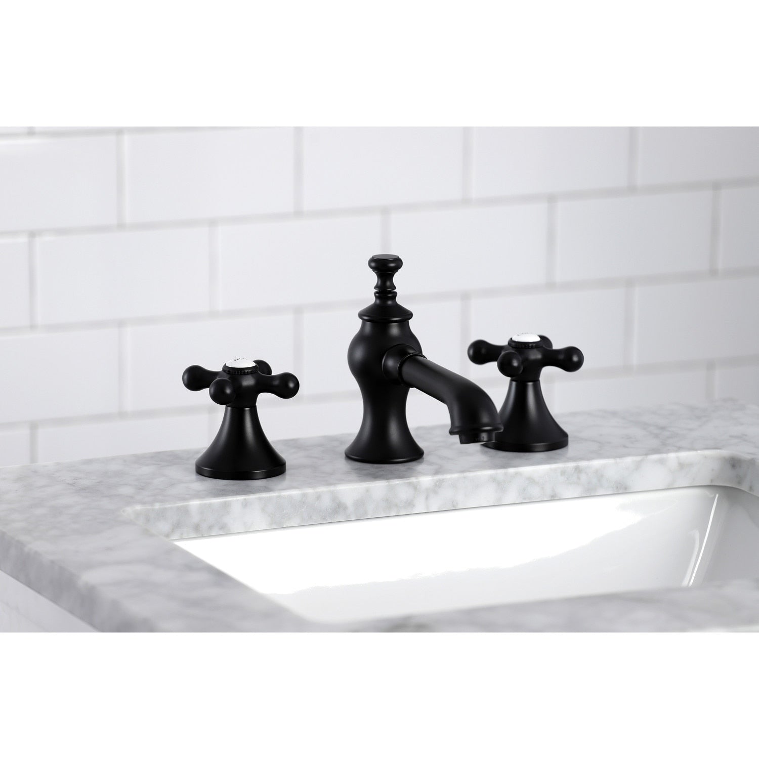 Vintage Widespread Bathroom Faucet In Matte Black