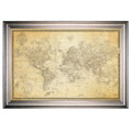 Vintage Wold Map V Parchment Silver Frame