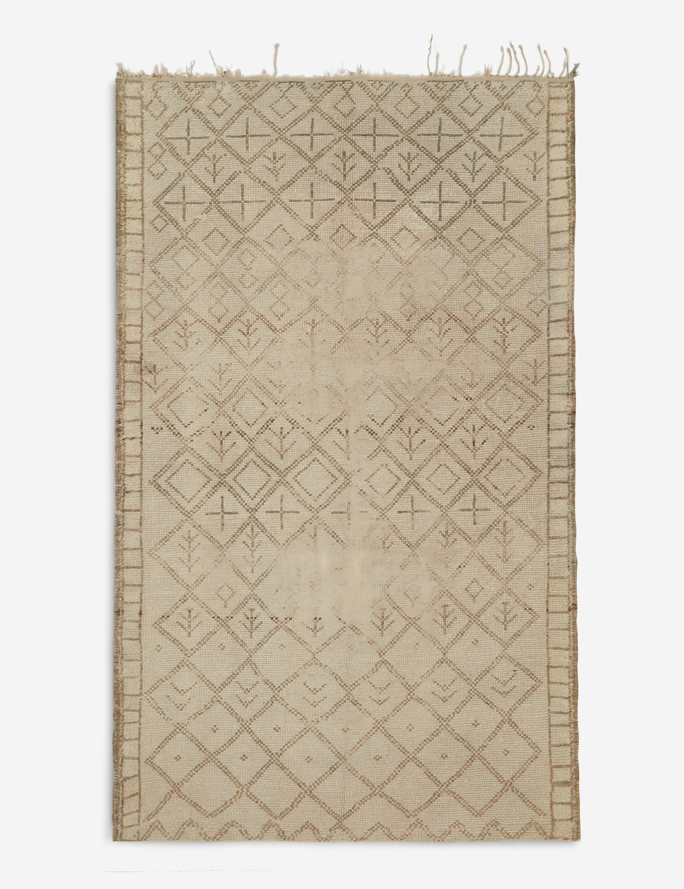 Vintage Moroccan Hand-Knotted Wool Rug No. 16, 5'5in x 9'5in