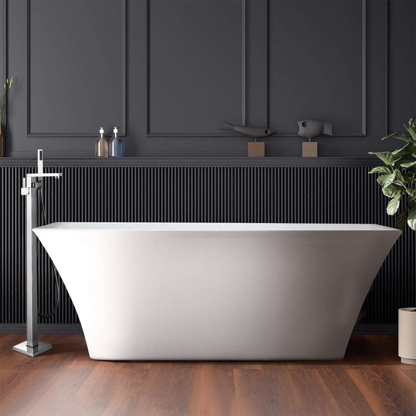 Vinter Free Standing Acrylic Bathtub W Chrome Drain