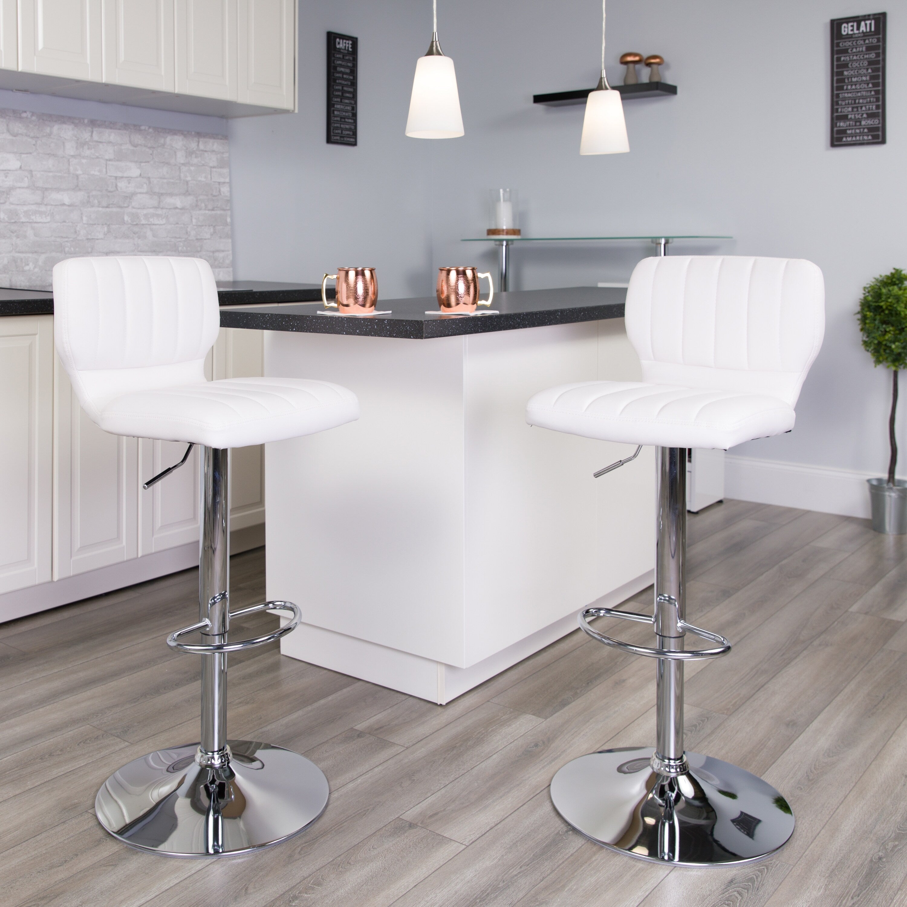 Lancaster Home Vinyl And Metal Adjustable Barstool