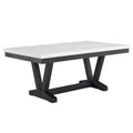 Vinz Dining Table 72 Inch White Faux Marble Top Black Trestle Base