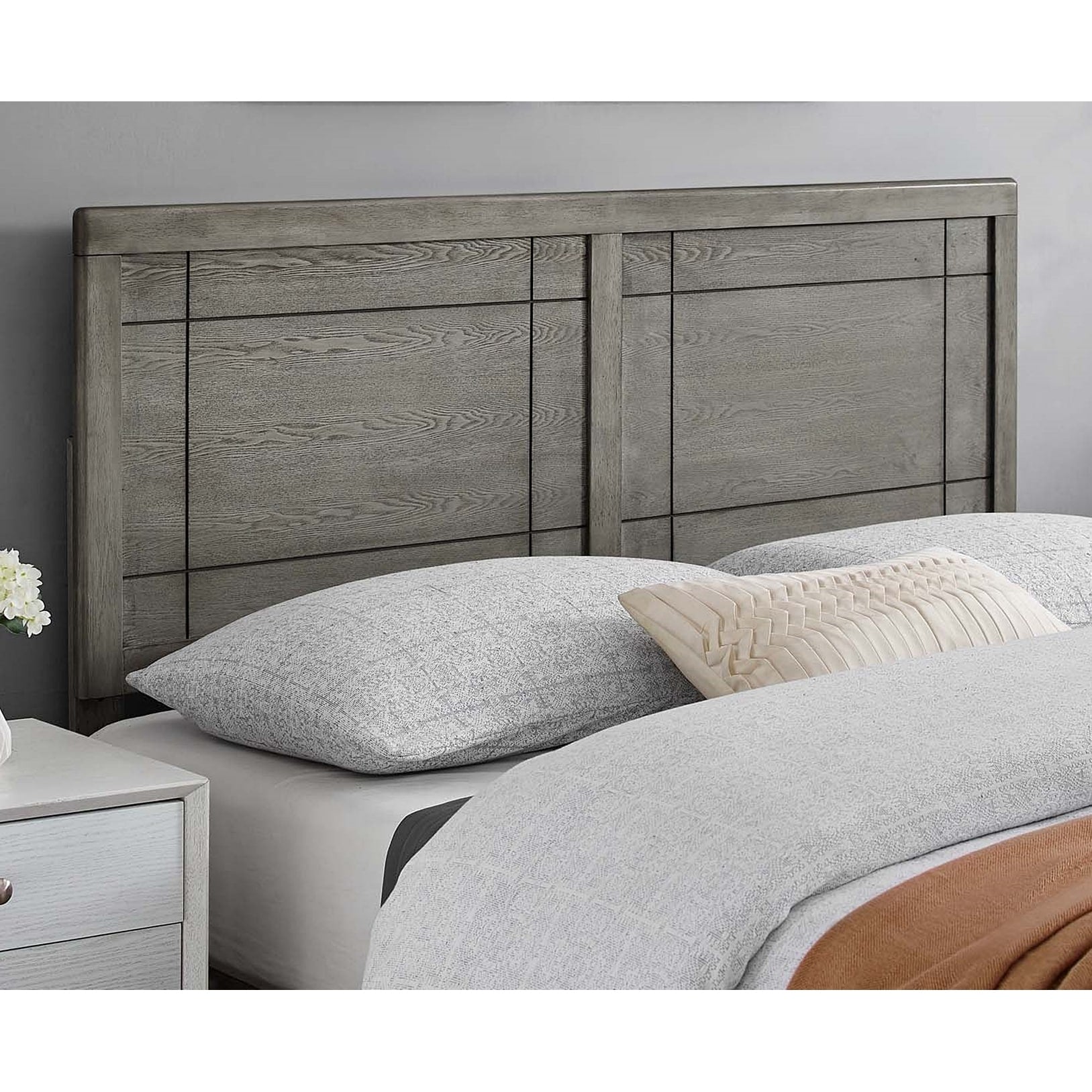 Viola Country Style Twin Size Grey Wooden Headboard