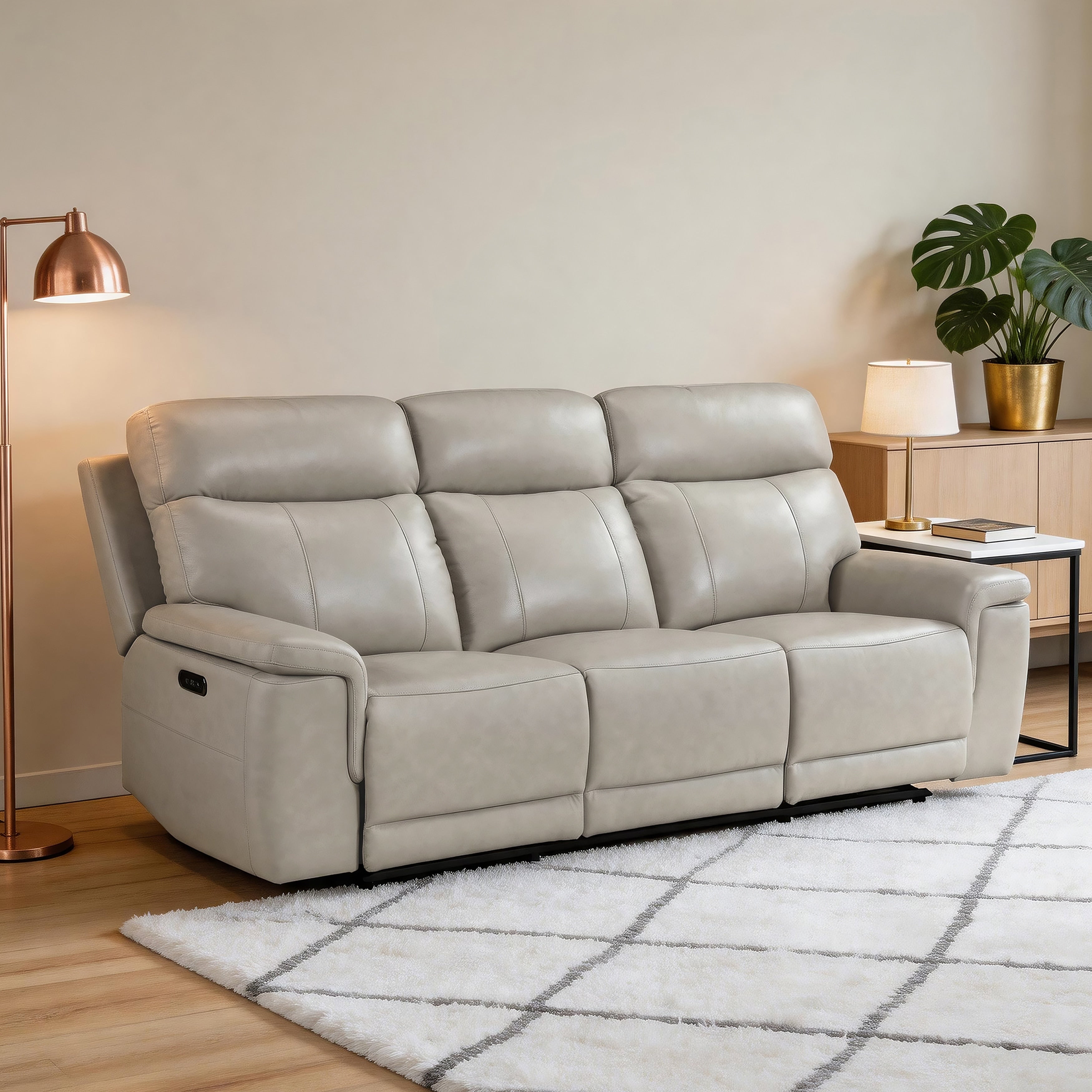 Vireo 87 Leather Power Double Reclining Sofa With Power Headrest