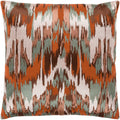 Virgil Brown Green Embroidered Ikat Throw Pillow Cover 18 X 18