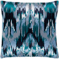 Virgil Grey Blue Embroidered Ikat Poly Fill Throw Pillow 22 X 22