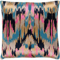 Virgil Hot Pink Navy Embroidered Ikat Poly Fill Throw Pillow 22 X 22