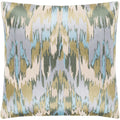 Virgil Light Blue Embroidered Ikat Poly Fill Throw Pillow 22 X 22