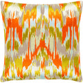 Virgil Orange Lime Embroidered Ikat Feather Down Throw Pillow 20 X 20