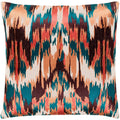 Virgil Peach Emerald Embroidered Ikat Throw Pillow Cover 20 X 20