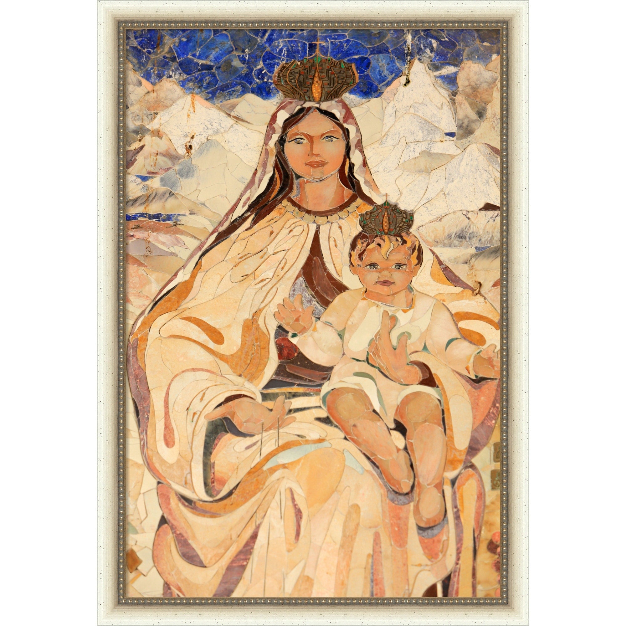 Virgin And Child By Basilica Of The Annunciation Nazareth Israel Framed Mounted Canvas Wall Art Print