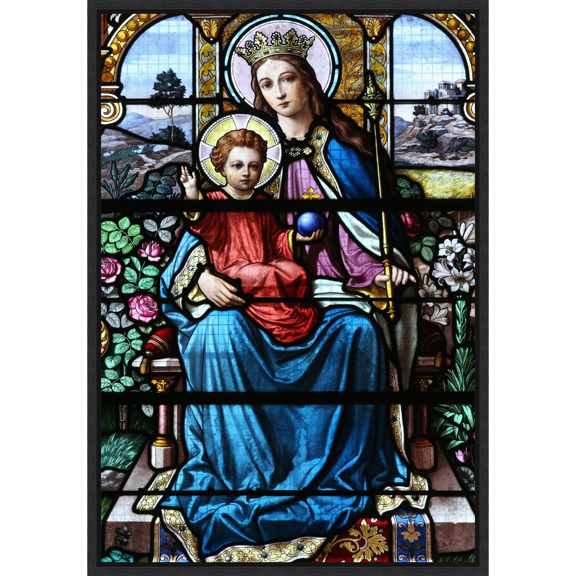 Virgin And Child By Brenthonne France Framed Canvas Wall Art Print