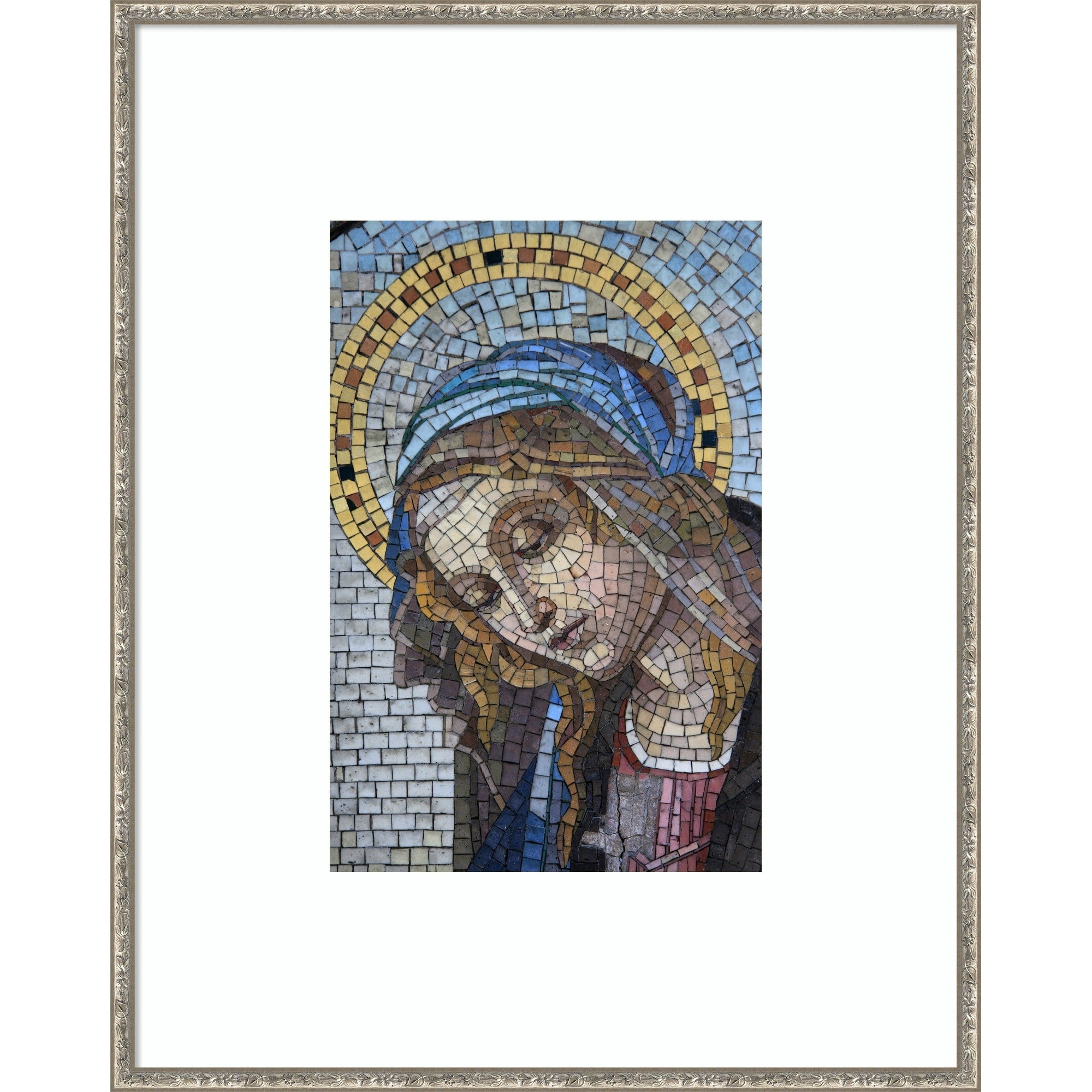 Virgin Mary Mosaic By Milan Italy Wood Framed Wall Art Print