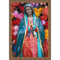 Virgin Of Guadalupe Flowers Framed Mounted Canvas Wall Art Print