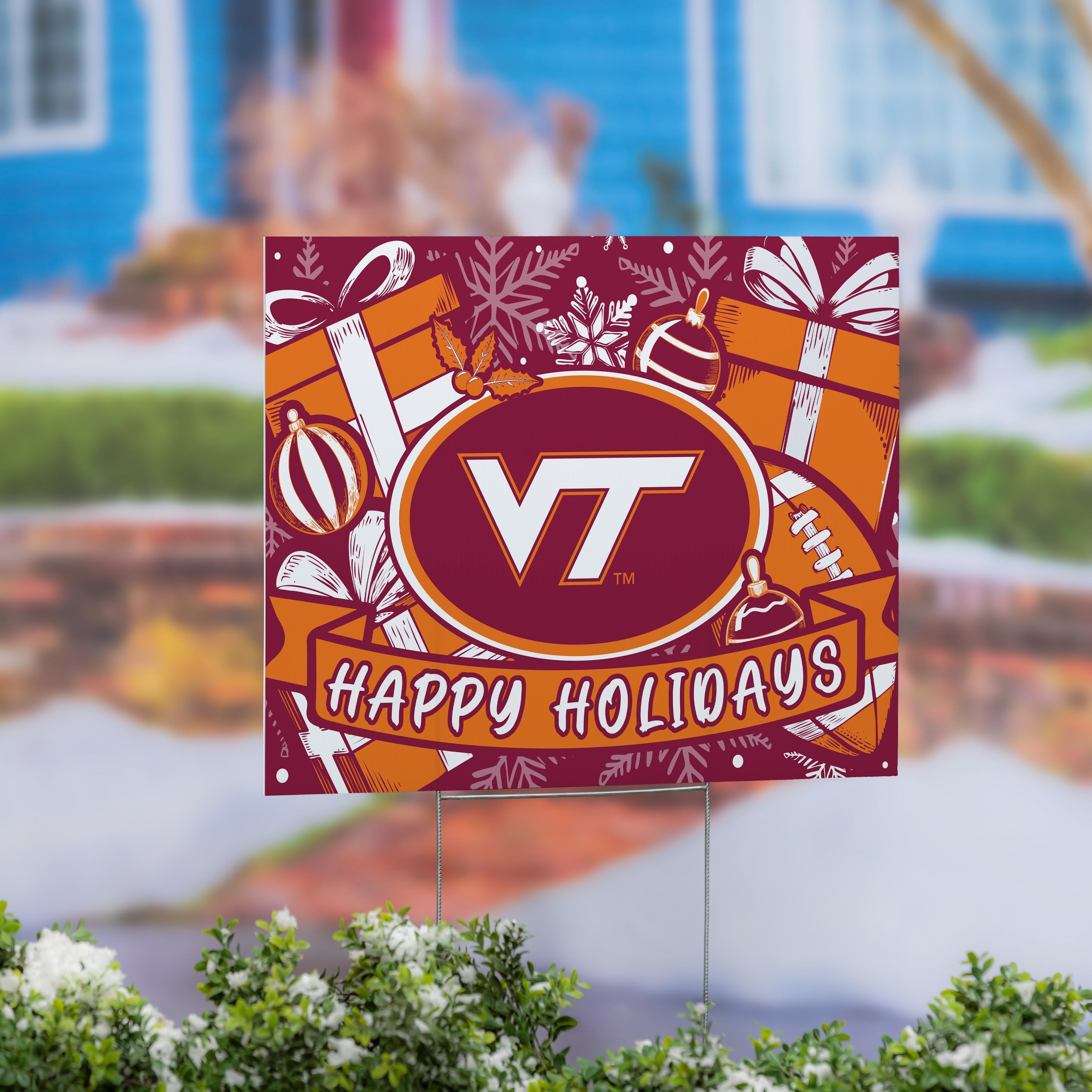 Virginia Tech Yard Sign Happy Holidays 24 X 18