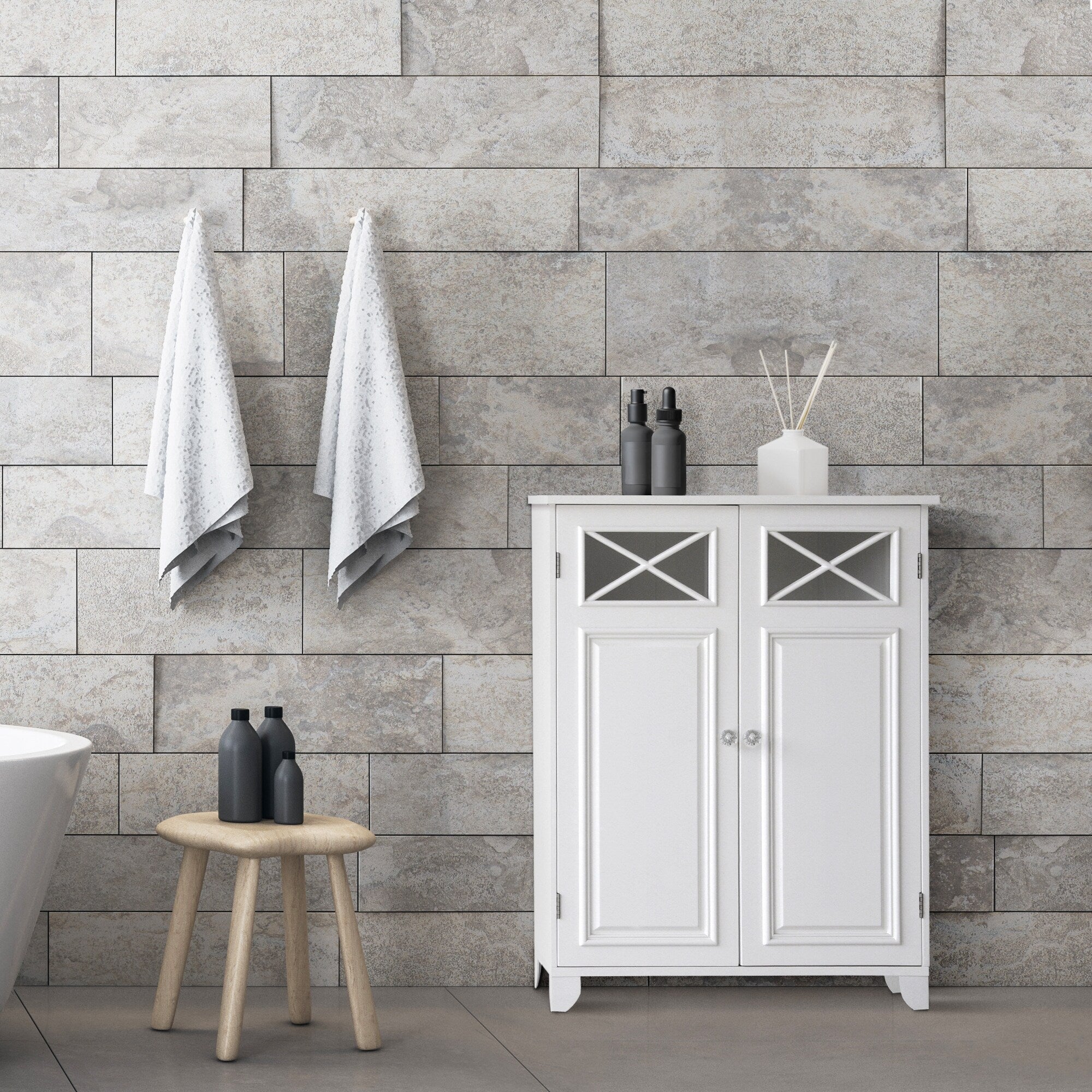 Virgo White 2 Door Floor Cabinet By Elegant Home Fashions