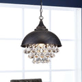 Visalia Antique Black Single Light Crystal Chandelier