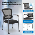 Office Star Titanium Finish Visitors Chair With Breathable Progrid Back With Built In Lumbar Support