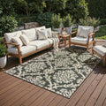Laguna Damask Lattice Grey Charcoal Indoor Outdoor Area Rug