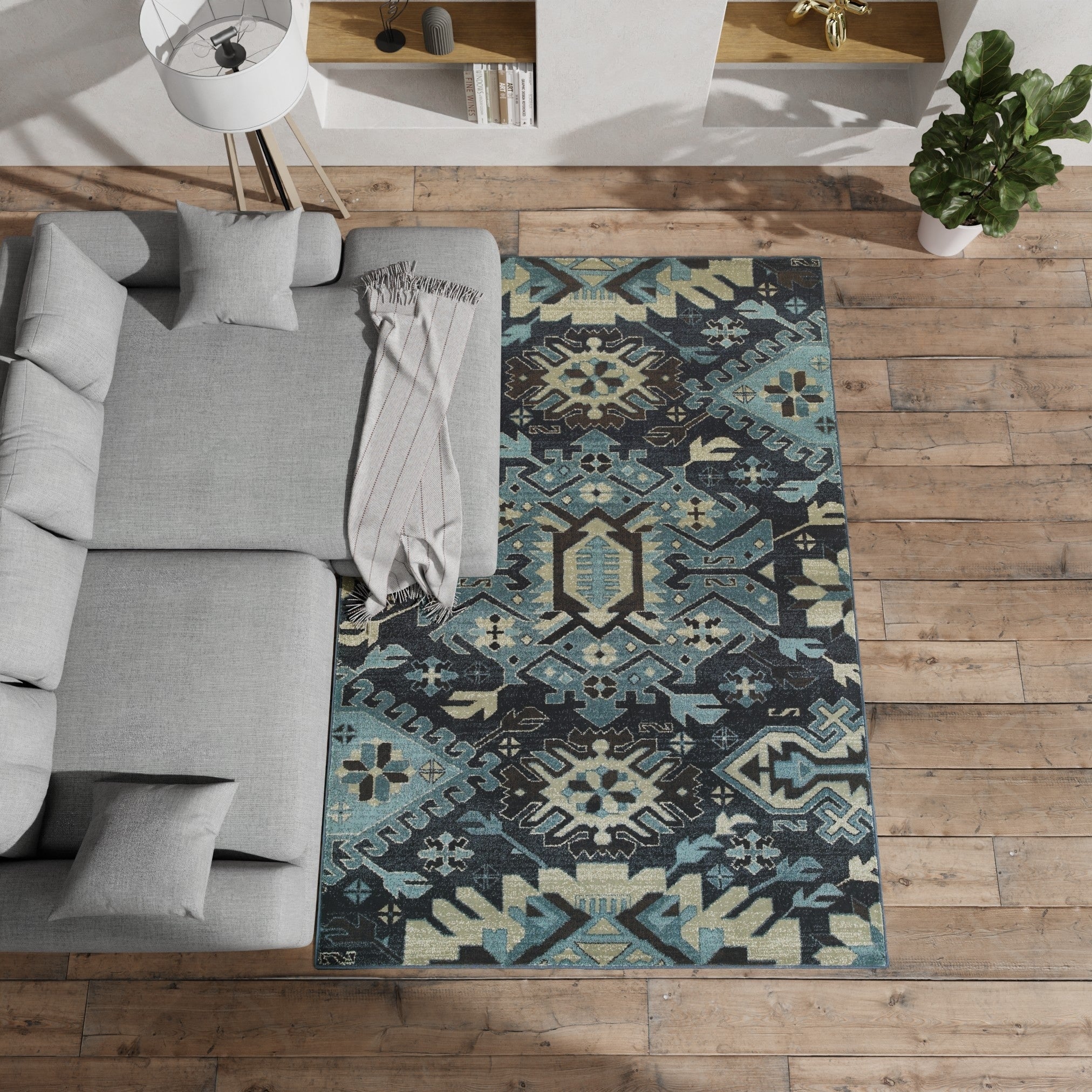Style Haven Tribal Blues Navy Blue Area Rug 910 X 1210 910 X 1210