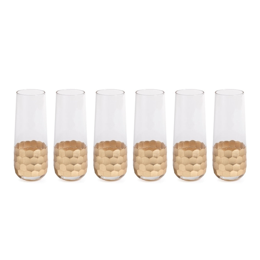Vitorrio Champagne Glass Stemless Gold Set Of 6
