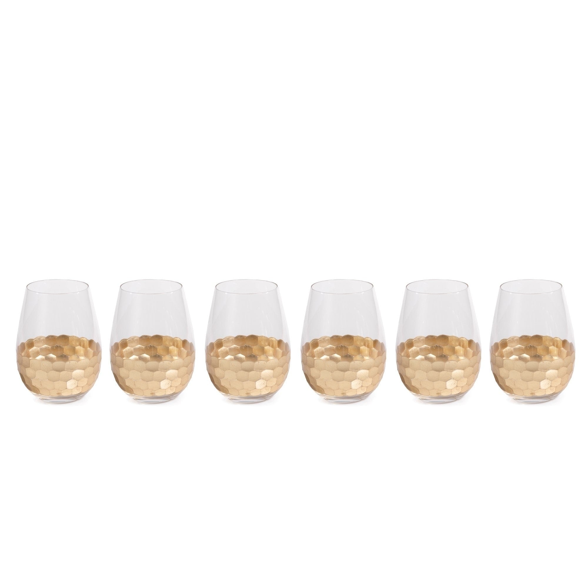 Vitorrio Wine Glass Stemless Gold Set Of 6