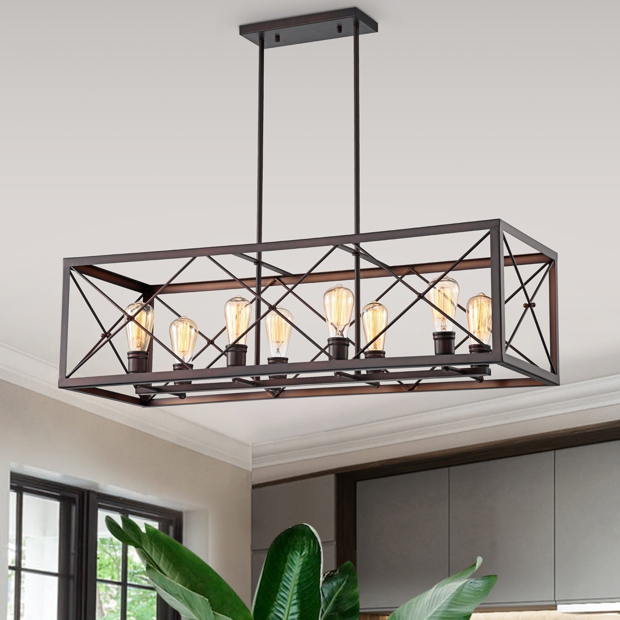 Vitoy Antique Bronze 8 Light Linear Chandelier N A