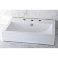 Vitreous China White Rectangular Vessel Bathroom Sink