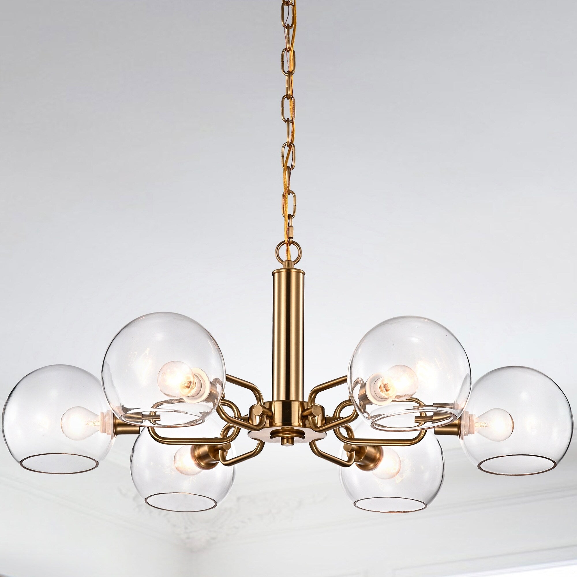 Vittali Gold Clear Glass Shade 6 Light Chandelier