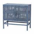 Vivan Natural Rattan Storage Cabinet 2 Tier Handwoven Wicker Accent Cabinet With Double Doors And Elevated Base