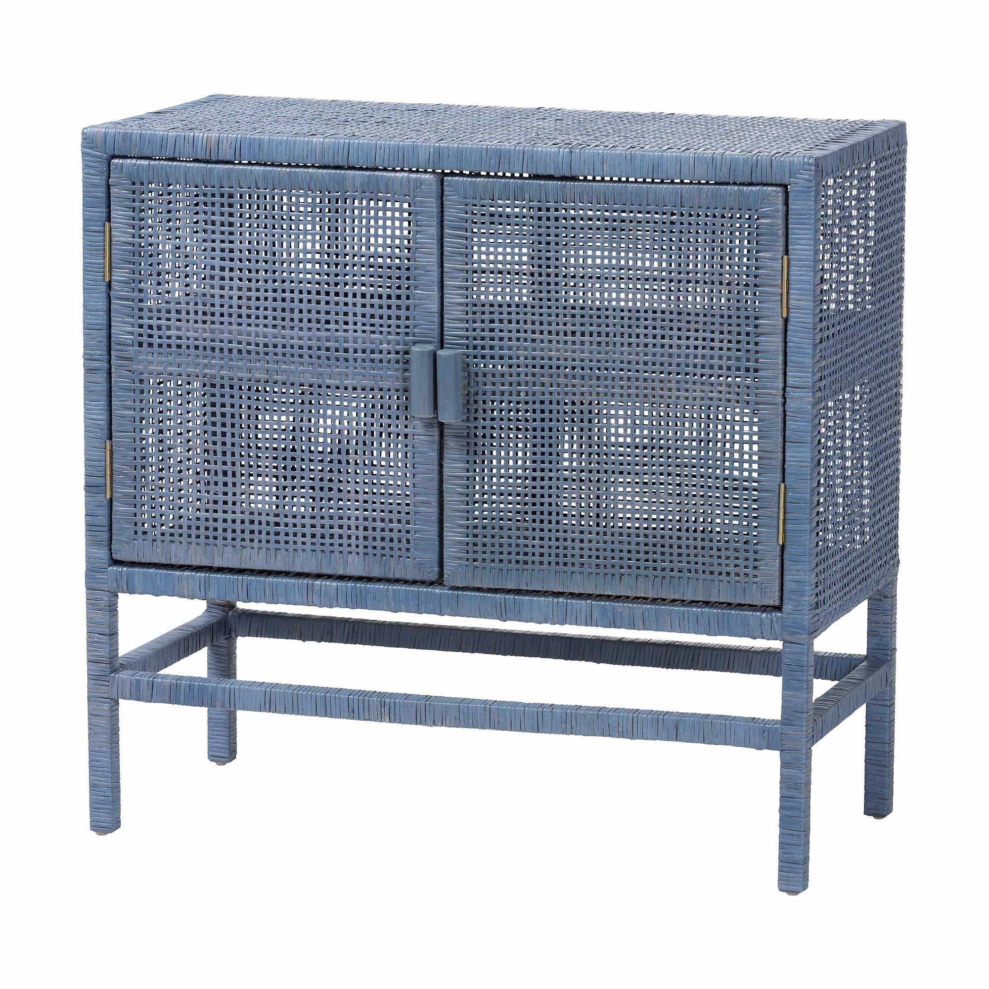 Vivan Natural Rattan Storage Cabinet 2 Tier Handwoven Wicker Accent Cabinet With Double Doors And Elevated Base