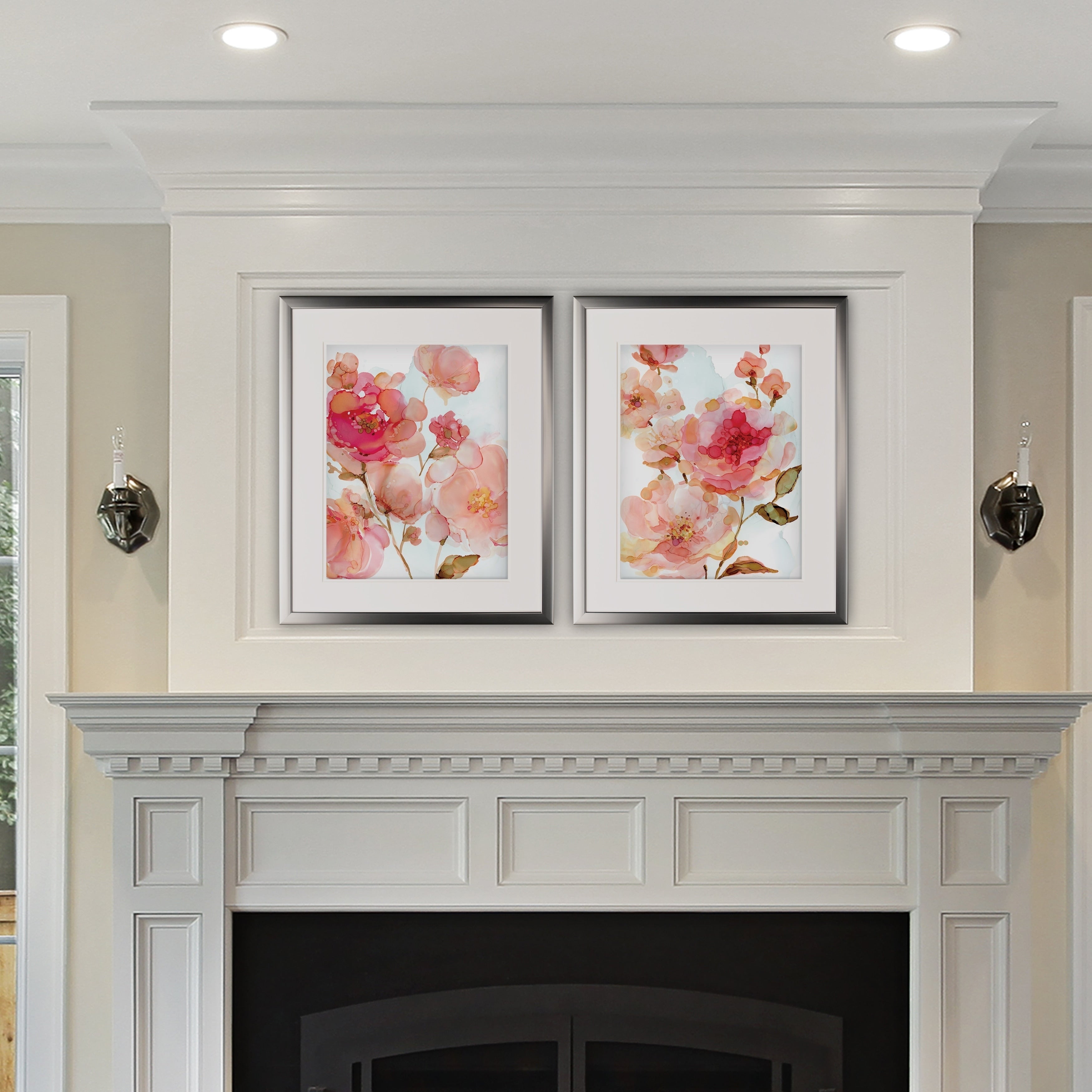 Vivid Peonies 2 Piece Set Silver Frame