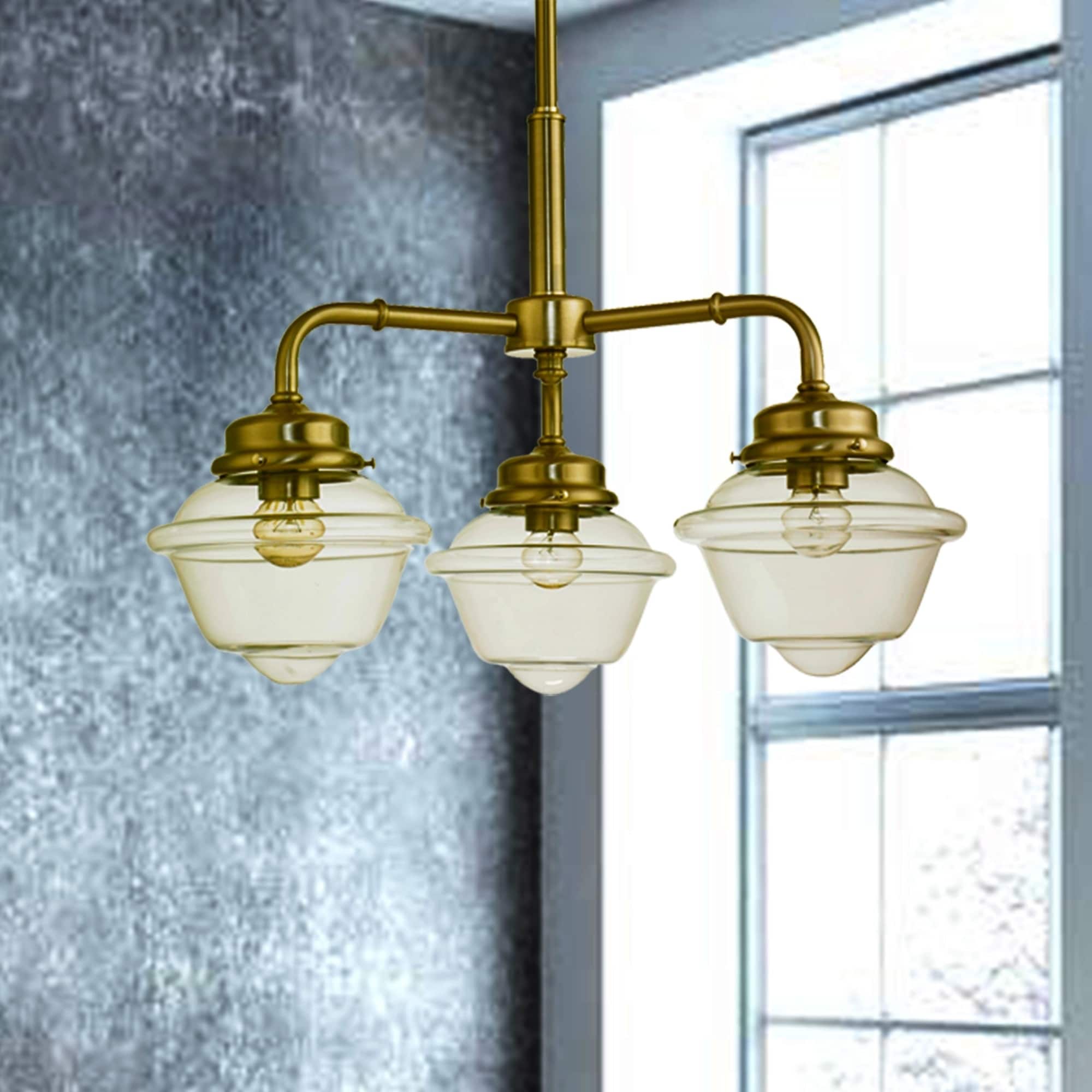 Vladimir Satin Nickel 3 Light Chandelier With Glass Shade