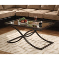 Copper Grove Bugleweed Black Copper Distressed Metal And Tempered Glass Glam Cocktail Table
