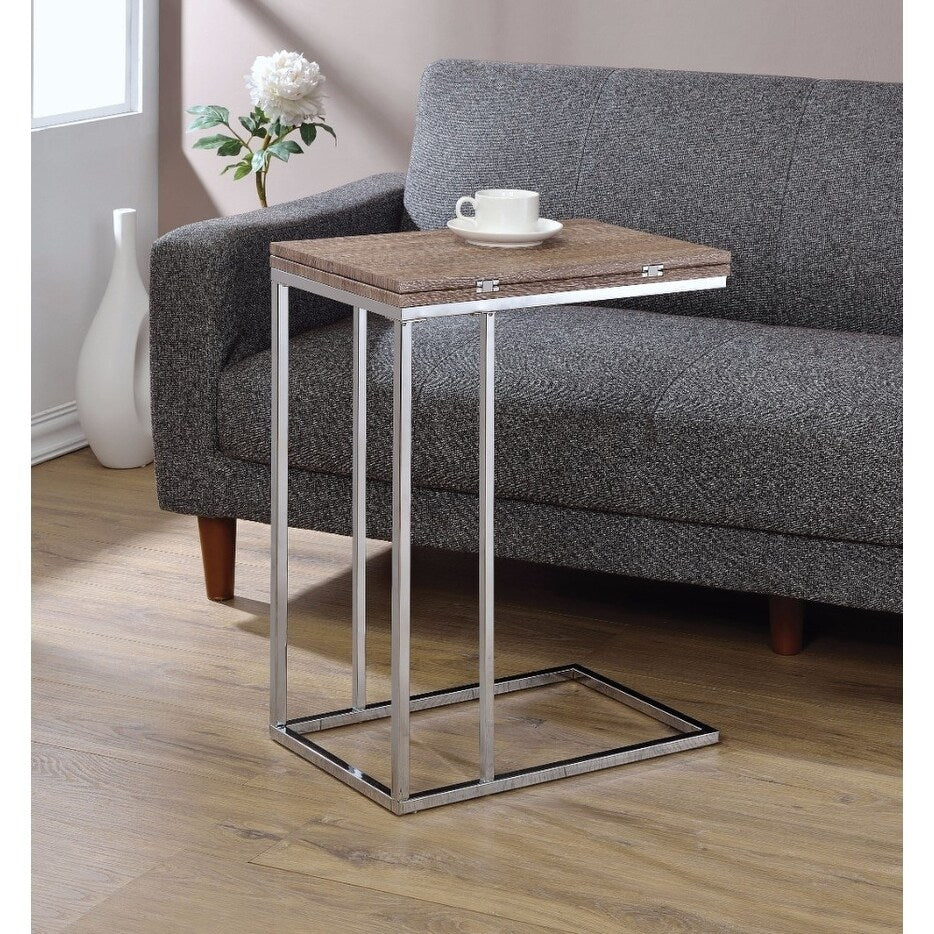 Vogue Side Table Weathered Oak Chrome
