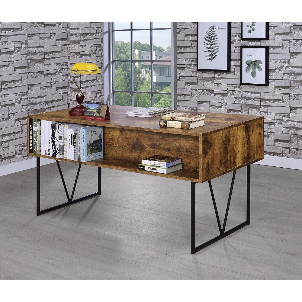 Voguish Style Writing Desk With 4 Drawers Brown