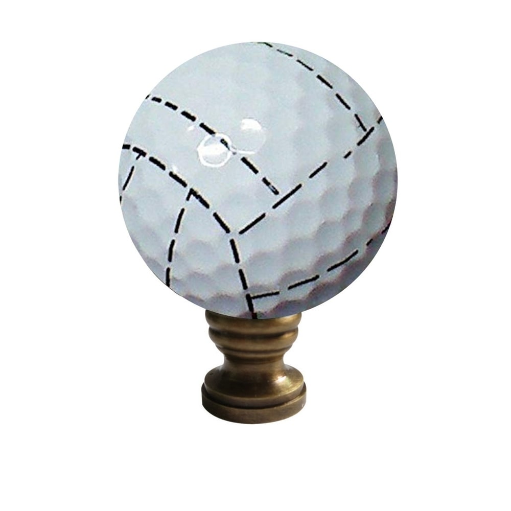 Volleyball Lamp Finial Yellow With White Stripes 2.25 H