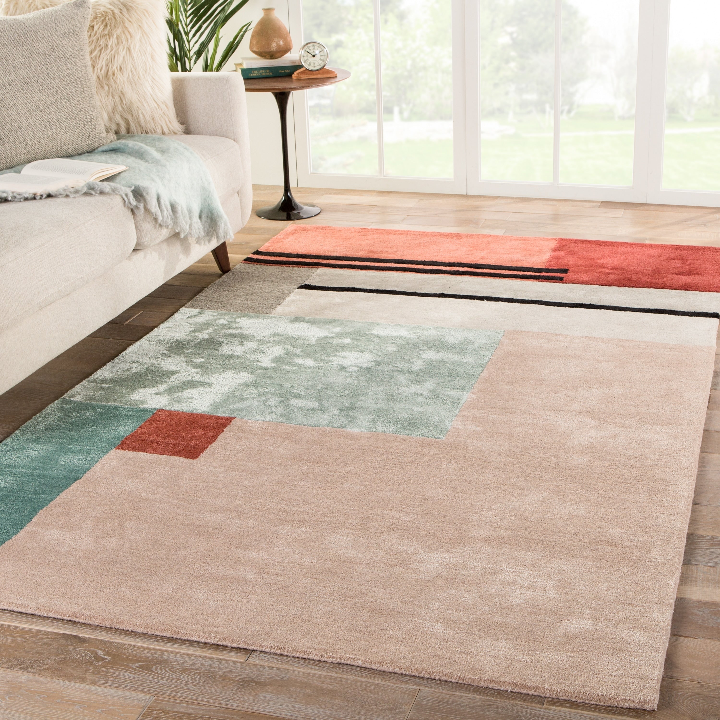 Volta Handmade Geometric Pink Red Area Rug